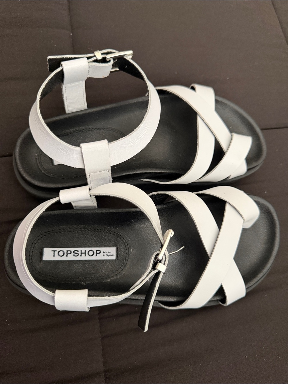 Topshop Made in Spain White Strappy Flat Sandals EU 37 US 6.5–7